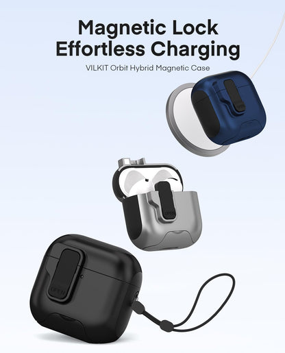 Maxjoy for AirPods 4 Case with Lock, AirPods 4th Generation Case Cover with Cleaner Kit Shockproof AirPod Gen 4 Protective Cases with Keychain Compatible with Apple AirPods4 2024, Black
